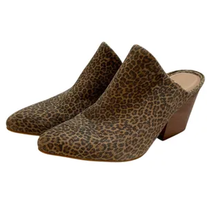 ABLE Tan/Black Leopard Print Heeled Pointed Toe Slip On Mules Shoes - Size 8.5 thumbnail 3