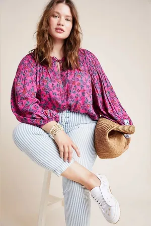 Anthropologie Floral Pink Women's Top thumbnail 1