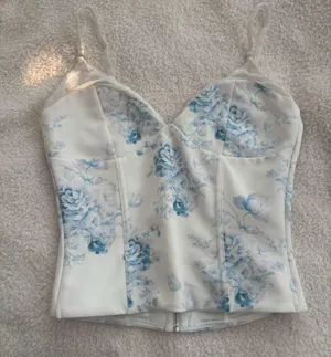 Blue Floral Corset White Fox Boutique thumbnail 2