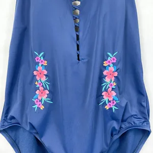 Time and Tru Womens Swimsuit Size XLarge One Piece Embroidered Floral Beach Boho thumbnail 3