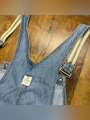 Vtg GAP Denim Shortalls Overalls Sz XL Relaxed Cotton Faded thumbnail 10