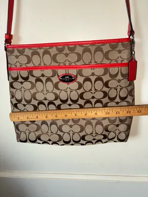 Coach Signature Canvas File Crossbody Bag Khaki/Classic Red F36378 thumbnail 3