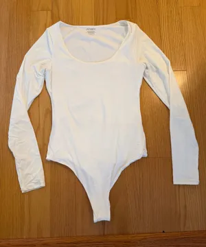 White Long-Sleeve Scoop Neck Bodysuit - Women's thumbnail 1