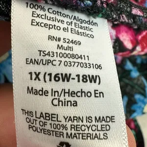 Terra & Sky Women's Floral Print Dress 1X (16W-18W) 100% Cotton Made In China thumbnail 5