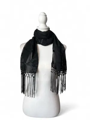 Black Beaded Shawl Scarf thumbnail 3