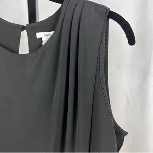 bar III Dress Womens Medium Black Drapey Sleeveless Keyhole Button Cocktail Midi thumbnail 5