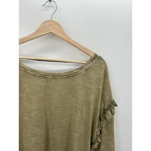 Pilcro Anthropologie Women Medium Moss Green‎ Ruffle Open Back Tunic Tee R20 thumbnail 6