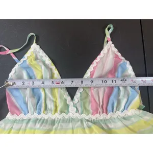 NWT Pastel Stripe Maxi Dress Cottage Coquette Beachy Tiered Tie Back Sundress S thumbnail 11