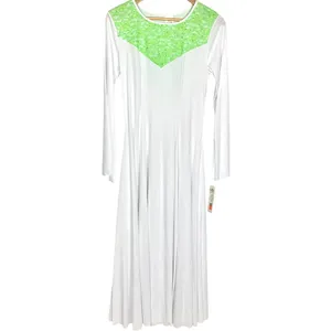Body Wrappers Praise Dance Dress M White Green Praise Liturgical Worship White thumbnail 2