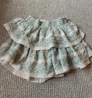 aerie ruffle green and blue floral skirt thumbnail 1