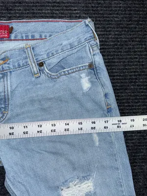 VTG Y2K Hollister Jeans Sz 5 / 29 LONG Light Wash Low Rise Distressed Flare Surf thumbnail 10