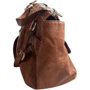 Womens Vintage Fossil Brown Pebbled Handbag Buckle Shoulder Bag Hobo Purse thumbnail 4