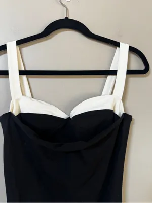 Reformation Black Midi Dress with White Straps thumbnail 10