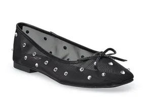 SO Lelani sz 7.5 black mesh rhinestones ballerina flats shoes thumbnail 1