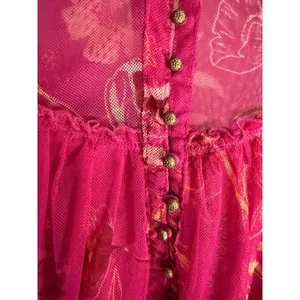 Free People Time For Shine Mesh Floral Smocked Crop‎ Top Fairycore Whimsy thumbnail 8
