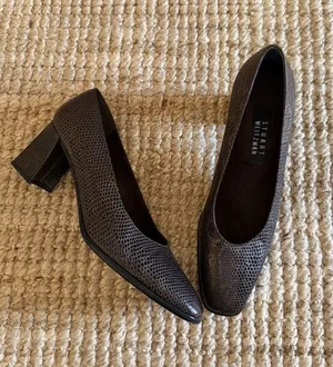 Vintage Stuart Weitzman Brown Lizard Embossed Block Heels thumbnail 1