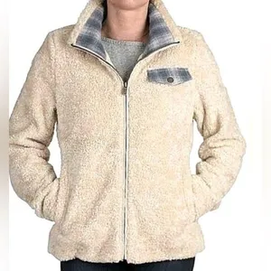 Pendleton Sherpa Jacket Ivory Blue Flannel Fuzzy Gorpcore Nature Small thumbnail 1