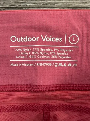 Outdoor Voices two-tone, cropped leggings featuring a distinct pink and light pink colorblock thumbnail 3