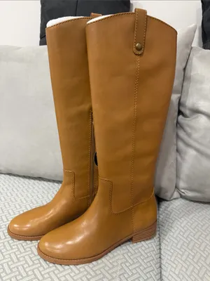 INC International Concepts Amber Really Leather Cognac Tall Boots Size 9.5 thumbnail 3