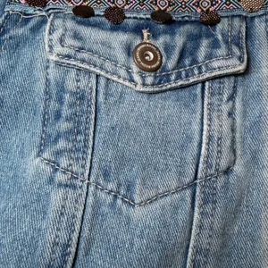 Boom Boom Jeans Womens Size Large Denim Jacket Blue Jean Boho Embroidered Fringe thumbnail 14