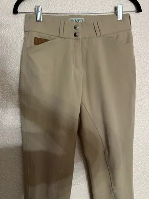 Dover Saddlery silicon knee patch horse riding breeches tan color size 26 thumbnail 2