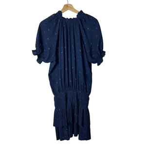 Boutique Taroo Blue Star Print Cinch Waist‎ Mini Dress S thumbnail 2