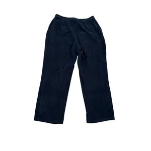 LL Bean Navy Blue Corduroy Wide Leg Pull On Pants Large Petite Stretch thumbnail 2