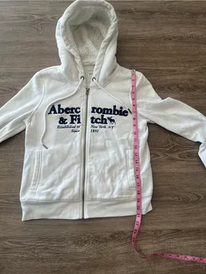 Abercrombie & Fitch Y2K Hoodie Womens XS White Sherpa Lined Full Zip Vintage thumbnail 11