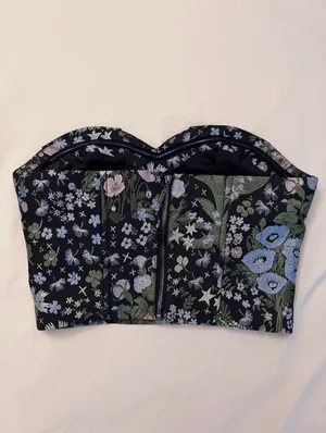 Floral Embroidered Herringbone Bustier Camisole Multi thumbnail 4