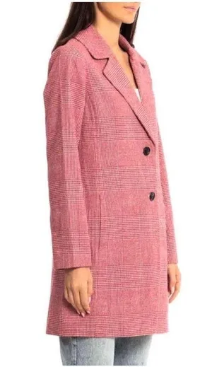 Anthropologie Avec Les Filles Red Houndstooth Plaid Longline Blazer NEW Size XL thumbnail 1