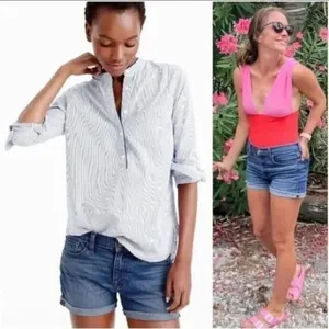 Womens J Crew Merrill Mid Rise Medium Wash Cuffed Denim Jean Shorts - Sz 24 thumbnail 2