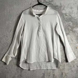 Lareida White Sheer Gauze Cotton Blouse‎ Coastal Minimal Boho Layering 38 US 4 thumbnail 1