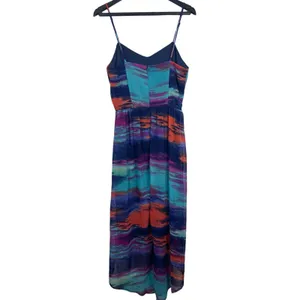 Triple Heart High Low Midi Sleeveless Tie Dye Flowy Dress S boho thumbnail 3