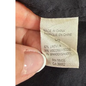 Theory Kenta Black Linen Blend Tie Front Vest Sleeveless Top V-Neck L thumbnail 5