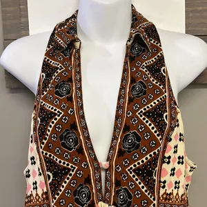 Free People Sleeveless Collared Boho Flowy Key Hole Tank V-Neck Tunic- Medium thumbnail 4