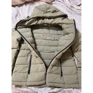 Michael Kors Size Medium Sage Green Gray Puffer Down Fill Hooded Full Zip‎ Coat thumbnail 5