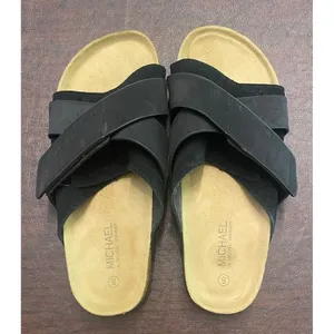 Michael by Michael Shannon Cork Footbed Sandals Black Strappy Slide Size 8 thumbnail 4