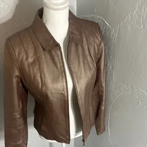 Outfit JP Metallic Brown Leather Jacket with Sheen – Size S thumbnail 6