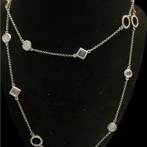 LIA SOPHIA Delicate Silver Station Necklace - 24”Long Layering Chain thumbnail 2