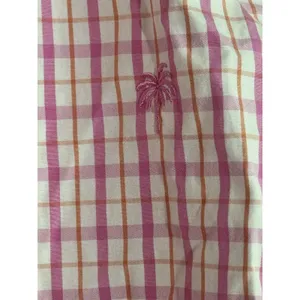 Lilly Pulitzer Women Pink Orange Plaid Cotton Long Sleeve Collar Button Up Top 2 thumbnail 2