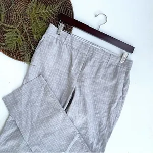 Ann Taylor Womens Pants Career Gray White Pinstripe Linen Blend 8 thumbnail 1
