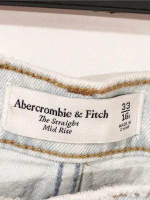 Abercrombie & Fitch The Straight Mid Rise Jeans Light Wash Plus Size 16 thumbnail 3