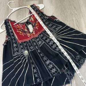 Free People Tank Top printed flowy crop womens Navy Blue (xsmall) boho colorful thumbnail 6