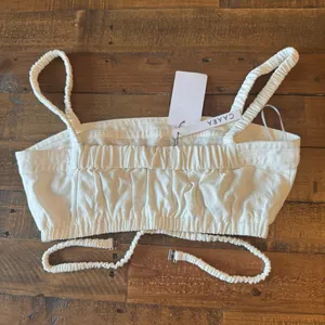 CAARA‎ Linen Strappy Crop Tank White thumbnail 3