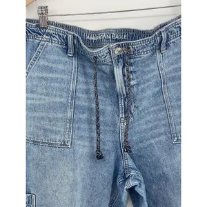American‎ Eagle Womens Cargo Pocket Super High Rise Jogger Jeans Blue Sz 16 Bin9 thumbnail 4