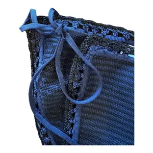 Solid & Striped Clara Bikini Bottom Women Small Blue Knit Crochet Tie Side NWT thumbnail 4