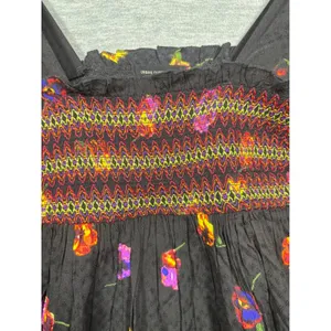 Urban Outfitters‎ Dress XS Isobel Black Floral Smocked Long Sleeve Boho Mini thumbnail 3