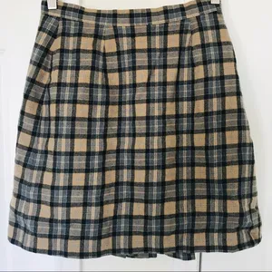 VTG Moschino jeans 26‎ Y2K plaid pleated Academia wool brown skirt thumbnail 2