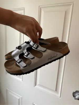 Birkenstock papillo triple strap silver sandals women unisex 40 9 casual thumbnail 4
