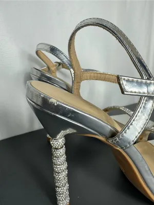 Charlotte Russe Y2K style party disco Silver Embellished stiletto Heels size 6 thumbnail 7